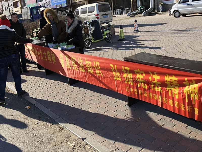 蒲西法律服务所与区司法局工作人一起上街头普法