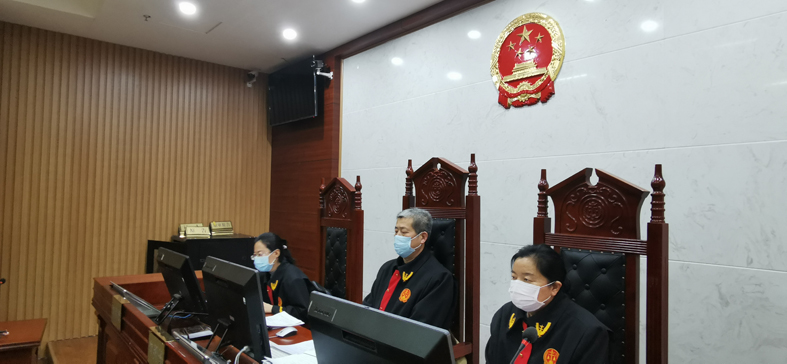 1、赵洪骥（中）在进行互联网庭审