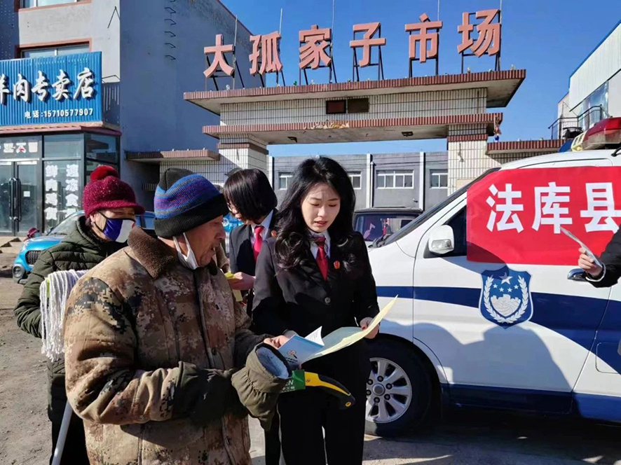 法库县法院大孤家子法庭深入大孤家子市场进行惠农普法宣传活动