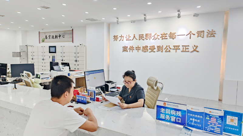 乡村振兴专业化审判接待窗口正接待当事人