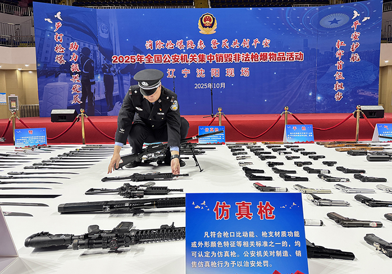 活动现场展示的仿真枪